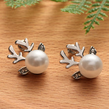 Load image into Gallery viewer, Micro-set Pearl Antler Earrings Deer Head  Earrings Elk Ear Studs