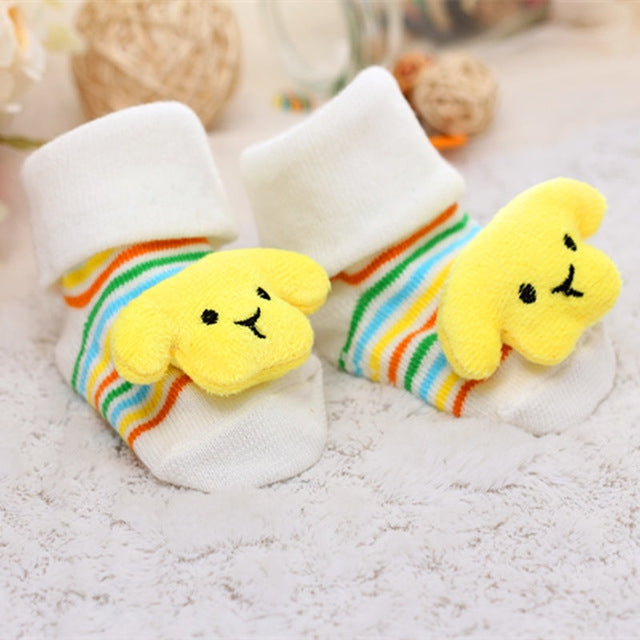 3 Pairs Cotton Cartoon Non-slip Baby Floor Socks Cute Three-Dimensional Doll Baby Toddler Socks