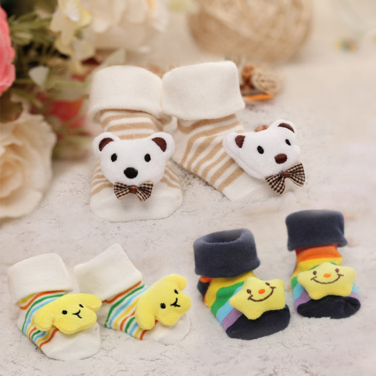3 Pairs Cotton Cartoon Non-slip Baby Floor Socks Cute Three-Dimensional Doll Baby Toddler Socks