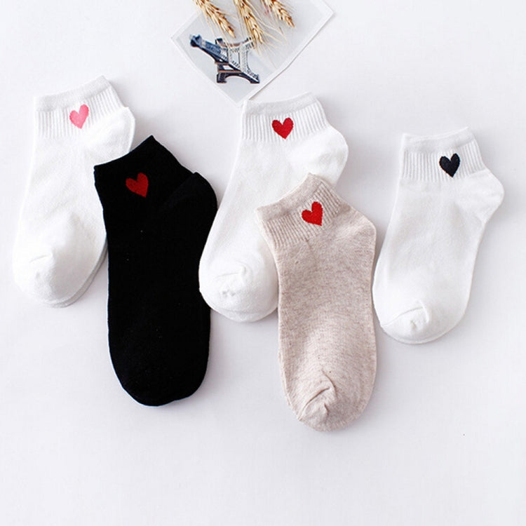 Cute Socks Heart Pattern Breathable Cotton Socks Ankle-High Casual Socks