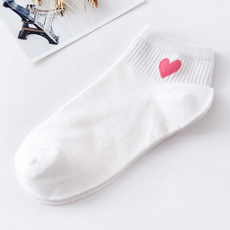 Cute Socks Heart Pattern Breathable Cotton Socks Ankle-High Casual Socks