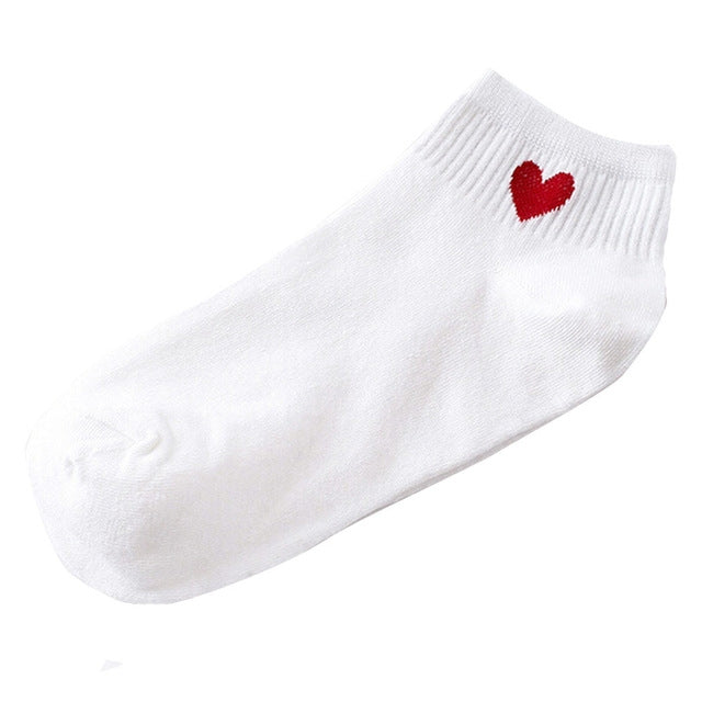 Cute Socks Heart Pattern Breathable Cotton Socks Ankle-High Casual Socks