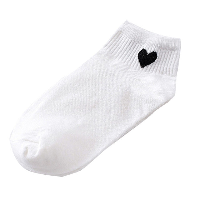 Cute Socks Heart Pattern Breathable Cotton Socks Ankle-High Casual Socks