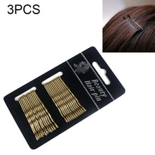 Load image into Gallery viewer, 3 Sets Women Drip Invisible Hair Grips Curly Wavy Bobby Pins Daily Use Wedding Party Hair Maker, Light Yellow Gold Color, Gold-color, Rhodium Plated, Silver Plated