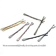 Load image into Gallery viewer, 3 Sets Women Drip Invisible Hair Grips Curly Wavy Bobby Pins Daily Use Wedding Party Hair Maker, Light Yellow Gold Color, Gold-color, Rhodium Plated, Silver Plated