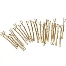 Load image into Gallery viewer, 3 Sets Women Drip Invisible Hair Grips Curly Wavy Bobby Pins Daily Use Wedding Party Hair Maker, Light Yellow Gold Color, Gold-color, Rhodium Plated, Silver Plated