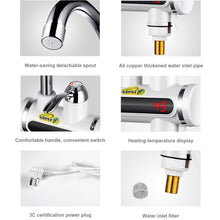 Load image into Gallery viewer, 220V Kitchen Tankless Water Heater Instant Electric Faucet Electric Heater Tap with Temperature Display, Water from below, Water from side