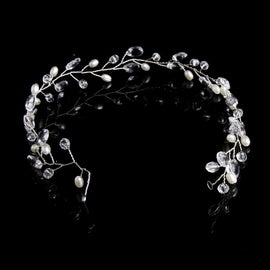 Fashion Leaves Bridal Hair Accessories Handmade Crystal Hair Jewelry Wedding Headband Headpiece for Women, Gold, Silver