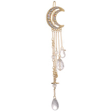 Load image into Gallery viewer, Fashion Elegant Women Lady Moon Rhinestone Crystal Tassel Long Chain Beads Dangle Hairpin Hair Clip Hair Jewelry, Gold, Silver, Rose Gold, Bronze