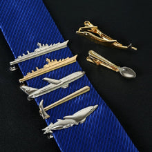 Load image into Gallery viewer, Men Signature Metal Tie Clip Clothing Accessories, Silver Plane, Golden Plane, Silver Warship, Golden Warship, Spoon, Hammer, Dolphin 2, Two Dolphins, Silver Dolphin, Silver Spoon