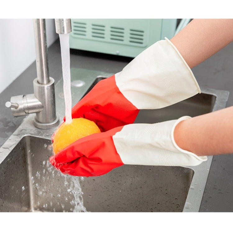1 Pair Household Two-color Washing Gloves Housework Cleaning Laundry Dishwashing Latex Gloves, XL