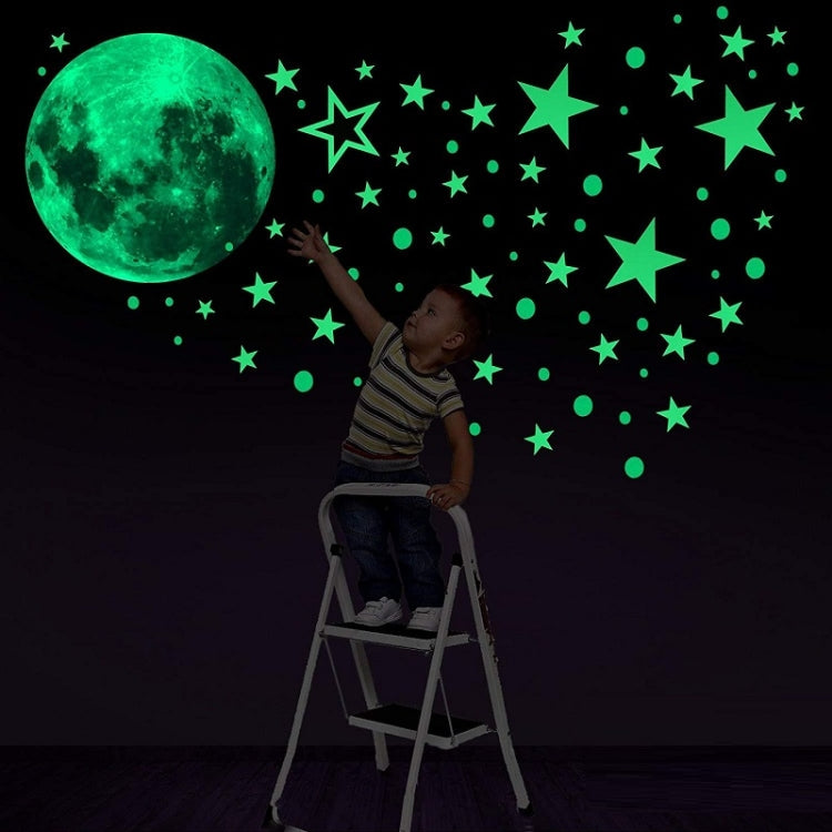 AFG33003 Home Decoration Luminous Stars Moon PVC Stickers, Specification:Green Moon 12cm
