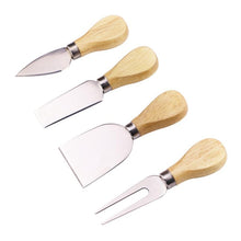 Load image into Gallery viewer, 4pcs / Set Stainless Steel Cheese Knife Bamboo Handle Cheese Slicer Wood Handle Cheese Knives Set Cutter, 4 in 1  Cheese Knife