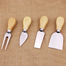 Load image into Gallery viewer, 4pcs / Set Stainless Steel Cheese Knife Bamboo Handle Cheese Slicer Wood Handle Cheese Knives Set Cutter, 4 in 1  Cheese Knife