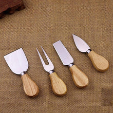 Load image into Gallery viewer, 4pcs / Set Stainless Steel Cheese Knife Bamboo Handle Cheese Slicer Wood Handle Cheese Knives Set Cutter, 4 in 1  Cheese Knife