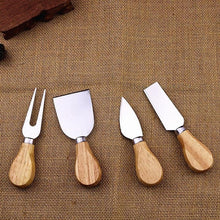 Load image into Gallery viewer, 4pcs / Set Stainless Steel Cheese Knife Bamboo Handle Cheese Slicer Wood Handle Cheese Knives Set Cutter, 4 in 1  Cheese Knife