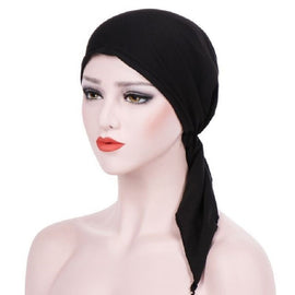 Curved Two Tail Wrap Cap Turban Hat