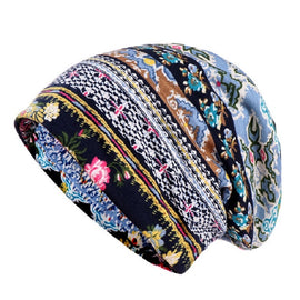 Women Summer Thin Cotton Printing Wild Sunproof Dual-purpose Hat Wrap Cap