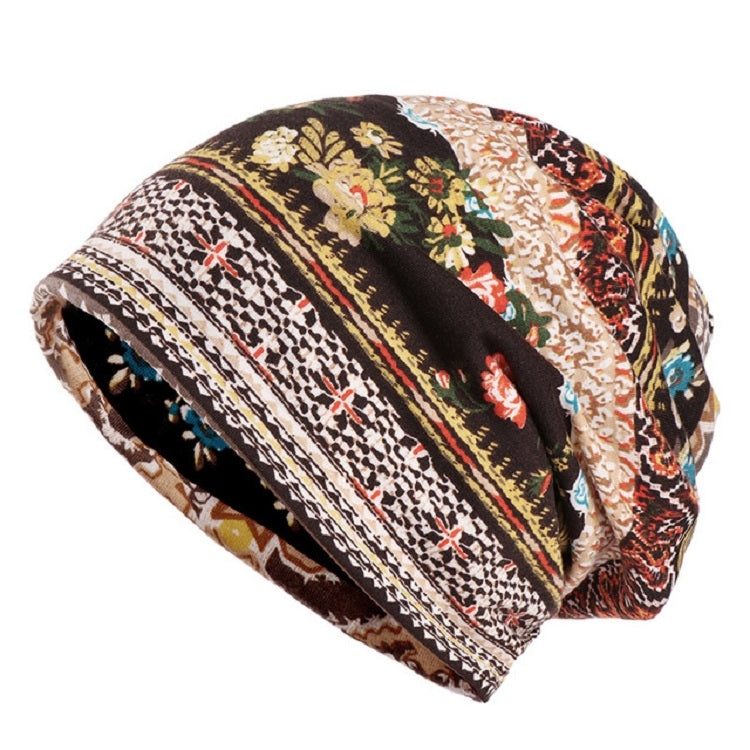 Women Summer Thin Cotton Printing Wild Sunproof Dual-purpose Hat Wrap Cap