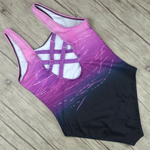 Load image into Gallery viewer, Female Sexy Swimsuit Vintage Swimwear High Neck Bandage Criss Cross Back Swimwear, XXL, XL, L, M