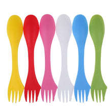 Load image into Gallery viewer, 2 Set  3 In 1 Outdoor Camp Tableware Heat Resistant Spoon Fork Knife Camping Hiking Utensils (6pcs=1set), 2 Set