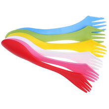 Load image into Gallery viewer, 2 Set  3 In 1 Outdoor Camp Tableware Heat Resistant Spoon Fork Knife Camping Hiking Utensils (6pcs=1set), 2 Set