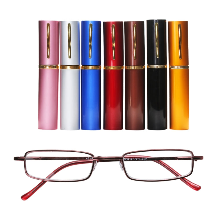 Reading Glasses Metal Spring Foot Portable Presbyopic Glasses with Tube Case, +1.00D, +1.50D, +2.00D, +2.50D, +3.00D, +3.50D