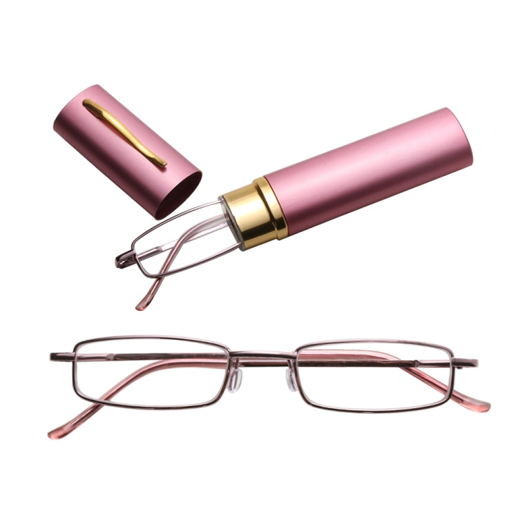 Reading Glasses Metal Spring Foot Portable Presbyopic Glasses with Tube Case, +1.00D, +1.50D, +2.00D, +2.50D, +3.00D, +3.50D