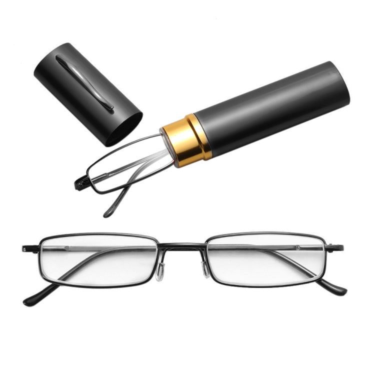 Reading Glasses Metal Spring Foot Portable Presbyopic Glasses with Tube Case, +1.00D, +1.50D, +2.00D, +2.50D, +3.00D, +3.50D