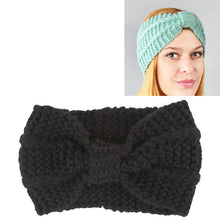 Load image into Gallery viewer, Winter Knitted Headband Turban Women Crochet Bow Wide Stretch Hairband Head Wrap, Black, Navy Blue, Dark Grey, Grey, Wine, Red, Khaki, White, Light Green