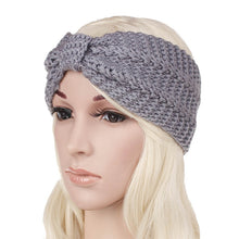 Load image into Gallery viewer, Winter Knitted Headband Turban Women Crochet Bow Wide Stretch Hairband Head Wrap, Black, Navy Blue, Dark Grey, Grey, Wine, Red, Khaki, White, Light Green
