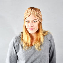Load image into Gallery viewer, Winter Knitted Headband Turban Women Crochet Bow Wide Stretch Hairband Head Wrap, Black, Navy Blue, Dark Grey, Grey, Wine, Red, Khaki, White, Light Green