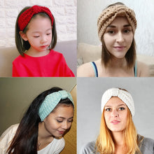 Load image into Gallery viewer, Winter Knitted Headband Turban Women Crochet Bow Wide Stretch Hairband Head Wrap, Black, Navy Blue, Dark Grey, Grey, Wine, Red, Khaki, White, Light Green