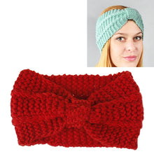 Load image into Gallery viewer, Winter Knitted Headband Turban Women Crochet Bow Wide Stretch Hairband Head Wrap, Black, Navy Blue, Dark Grey, Grey, Wine, Red, Khaki, White, Light Green