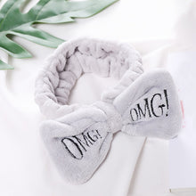 Load image into Gallery viewer, Women New Letter "OMG" Coral Fleece Soft Bow Headbands Cute Hair Holder Headwear Hair Accessories