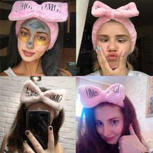 Load image into Gallery viewer, Women New Letter "OMG" Coral Fleece Soft Bow Headbands Cute Hair Holder Headwear Hair Accessories