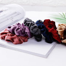 Load image into Gallery viewer, 5 PCS Velvet Solid Color Elastic Hair Bands Ponytail Holder Scrunchies Tie Hair Rubber Band Headband, Deep Blue, Grey, Pink, Black, Green, Purple, Dark Brown, Coffee, Red, Dark purple, Blue, Dark gray