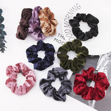 Load image into Gallery viewer, 5 PCS Velvet Solid Color Elastic Hair Bands Ponytail Holder Scrunchies Tie Hair Rubber Band Headband, Deep Blue, Grey, Pink, Black, Green, Purple, Dark Brown, Coffee, Red, Dark purple, Blue, Dark gray