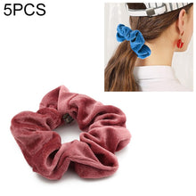 Load image into Gallery viewer, 5 PCS Velvet Solid Color Elastic Hair Bands Ponytail Holder Scrunchies Tie Hair Rubber Band Headband, Deep Blue, Grey, Pink, Black, Green, Purple, Dark Brown, Coffee, Red, Dark purple, Blue, Dark gray