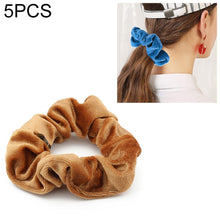 Load image into Gallery viewer, 5 PCS Velvet Solid Color Elastic Hair Bands Ponytail Holder Scrunchies Tie Hair Rubber Band Headband, Deep Blue, Grey, Pink, Black, Green, Purple, Dark Brown, Coffee, Red, Dark purple, Blue, Dark gray