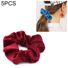 Load image into Gallery viewer, 5 PCS Velvet Solid Color Elastic Hair Bands Ponytail Holder Scrunchies Tie Hair Rubber Band Headband, Deep Blue, Grey, Pink, Black, Green, Purple, Dark Brown, Coffee, Red, Dark purple, Blue, Dark gray