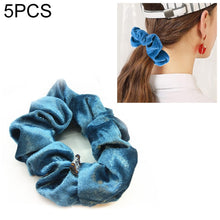 Load image into Gallery viewer, 5 PCS Velvet Solid Color Elastic Hair Bands Ponytail Holder Scrunchies Tie Hair Rubber Band Headband, Deep Blue, Grey, Pink, Black, Green, Purple, Dark Brown, Coffee, Red, Dark purple, Blue, Dark gray