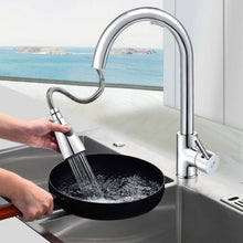 Load image into Gallery viewer, Kitchen Pull-out Faucet Hot And Cold Home 304 Stainless Steel Retractable Rotating Faucet, Electroplated Copper, Brushed Copper, Stainless Steel Black, Plating 304, Copper Plating + Water Stop