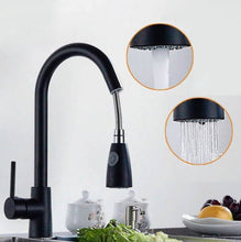 Load image into Gallery viewer, Kitchen Pull-out Faucet Hot And Cold Home 304 Stainless Steel Retractable Rotating Faucet, Electroplated Copper, Brushed Copper, Stainless Steel Black, Plating 304, Copper Plating + Water Stop