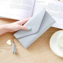 Load image into Gallery viewer, Long Wallet Women Purses Tassel Fashion Coin Purse Card Holder Wallets Female Clutch PU Leather Wallet, Red, Light grey, Black, Pink, Light purple, Dark pink, Atrovirens, Sky blue