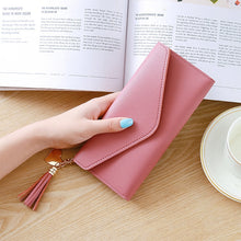 Load image into Gallery viewer, Long Wallet Women Purses Tassel Fashion Coin Purse Card Holder Wallets Female Clutch PU Leather Wallet, Red, Light grey, Black, Pink, Light purple, Dark pink, Atrovirens, Sky blue