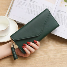 Load image into Gallery viewer, Long Wallet Women Purses Tassel Fashion Coin Purse Card Holder Wallets Female Clutch PU Leather Wallet, Red, Light grey, Black, Pink, Light purple, Dark pink, Atrovirens, Sky blue