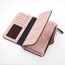 Load image into Gallery viewer, Women Scrub Leather Lady Purses Clutch Long Female Wallet, Gray, Pink, Light Gray, Rose Red, Blue, Brown