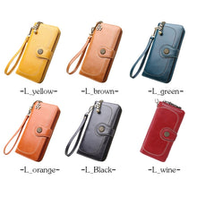 Load image into Gallery viewer, Vintage Button Phone Purses Women Wallets Female Purse Leather Brand Retro Ladies Long Zipper Woman Wallet Card Clutch