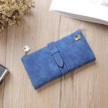 Load image into Gallery viewer, Solid Drawstring Nubuck Leather Zipper Long Women Wallet Phone Bag Purse Card Holder